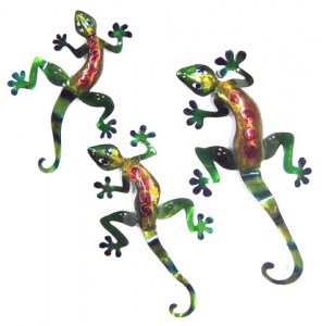 PMA-092 A         Green Lizards Set of 3 large 23″ x 12.5, Medium 19″ x 11.5, Small 16″ x 11.5″